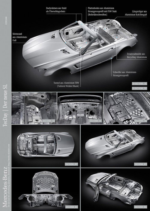 全新奔驰SL级敞篷跑车预告图 全铝制车身